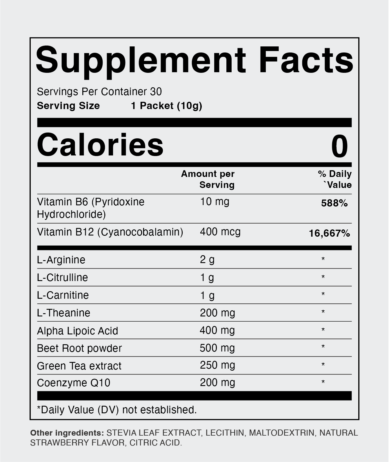 Vertical Powder - Supplement Facts